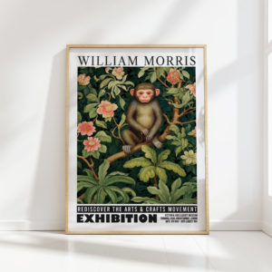 monkey william morris print floral poster