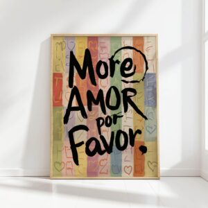 more amor por favor typography print colorful text