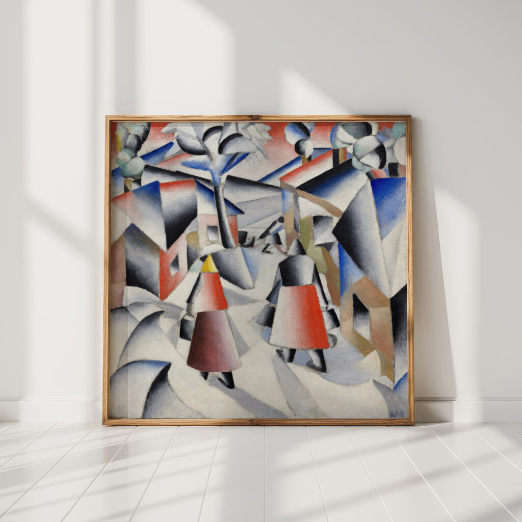 morning in the village after snowstorm 1912 kazimir malevich high quality print
