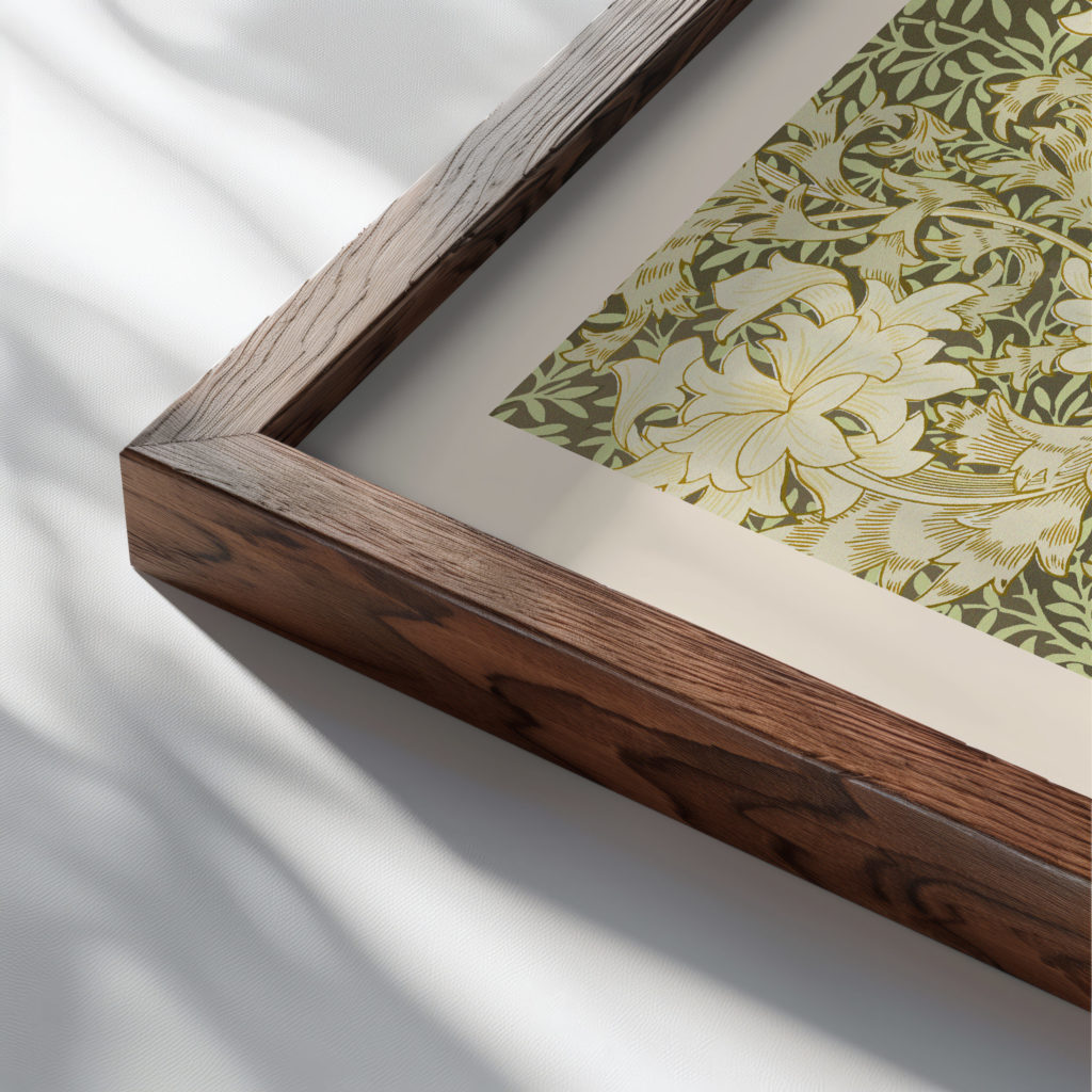 morris 0012 3x4 close up dark wood mockup