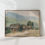 motif with village cottages 1929 zolo palugyay high quality print