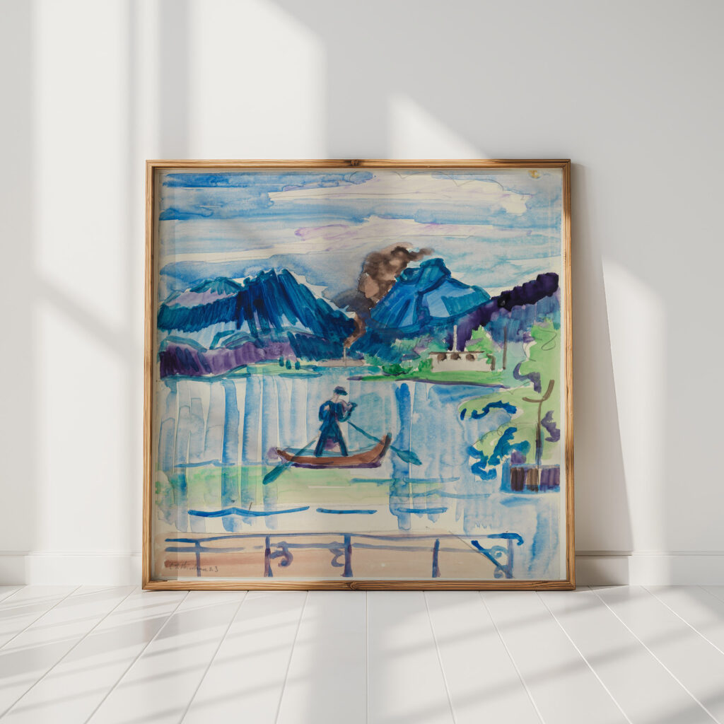 mountain lake with rower ca 1934 ernst ludwig kirchner high quality print