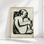 naked sitting woman with knees drawn up sketch in or before 1936 leo gestel high quality print