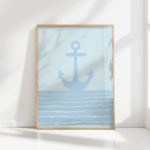 nautical anchor art print in serene blue tones