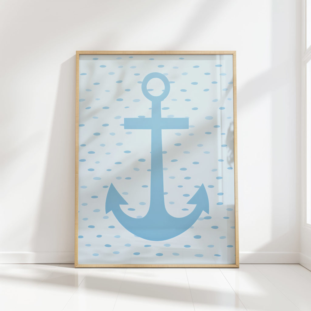 nautical anchor graphic art print serene sea motif