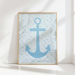 nautical anchor graphic art print serene sea motif