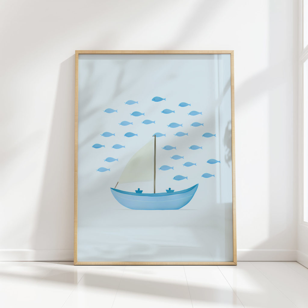 nautical sailboat fish art print decor for walls