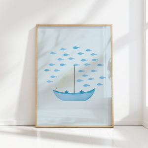 nautical sailboat fish art print decor for walls