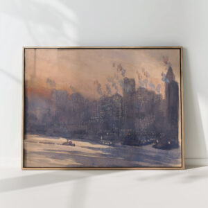 new york city harbor and skyline at night 1921 joseph pennell high quality print
