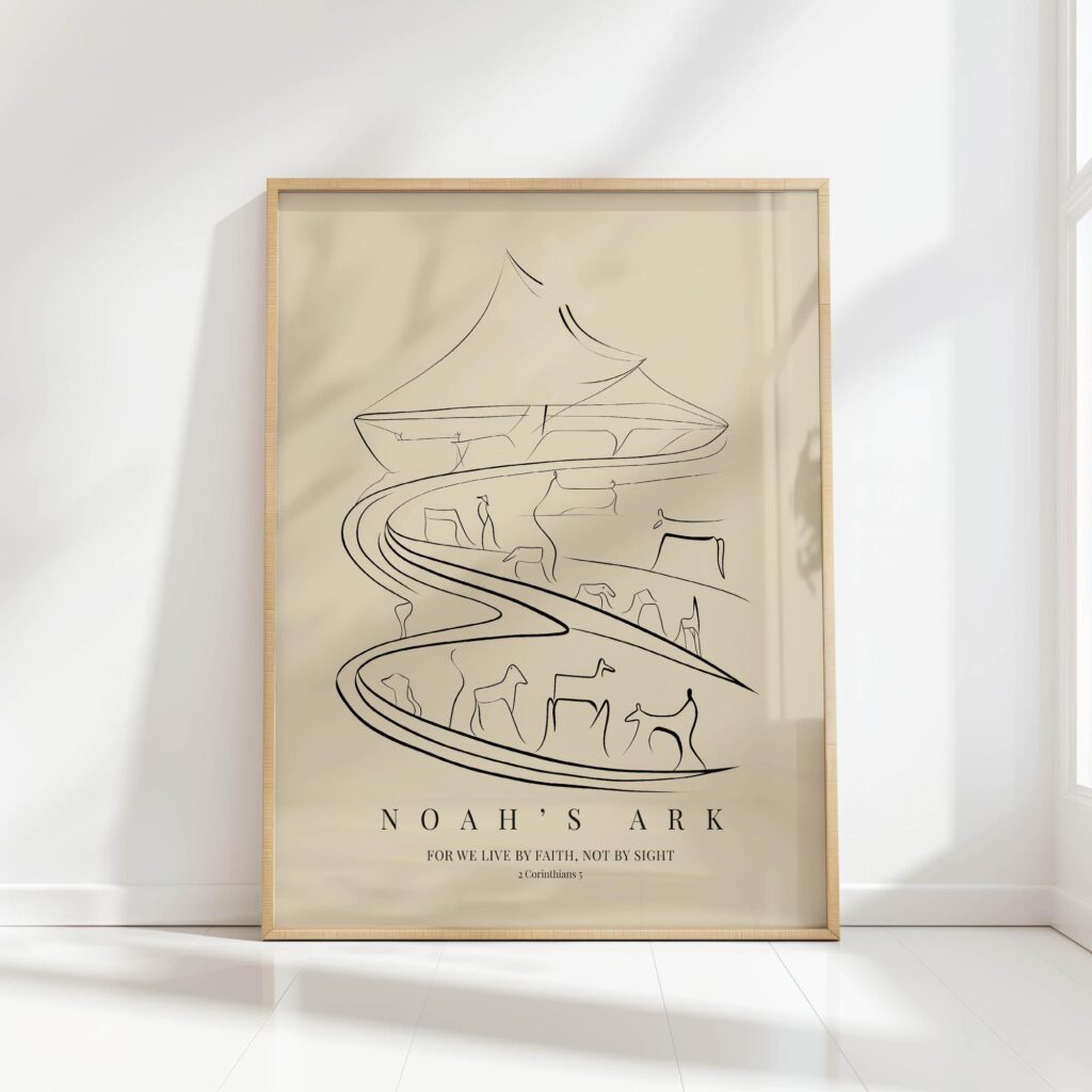 noah ark minimalist line art christian print