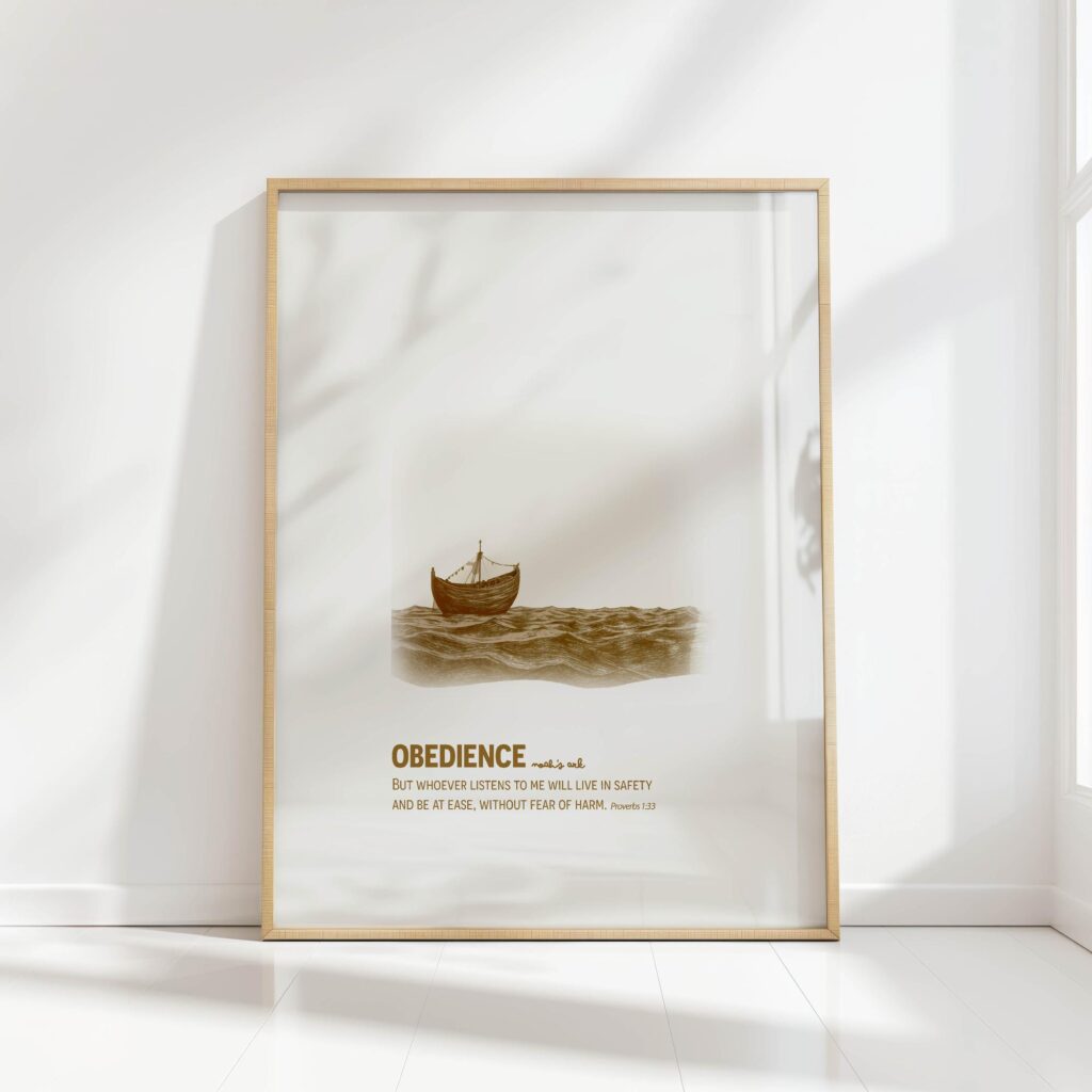 obedience noah ark minimalist christian print