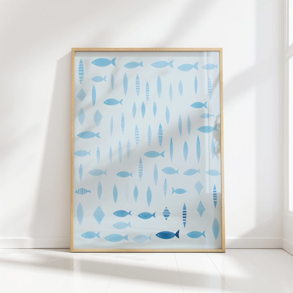oceanic fish pattern art print for modern decor