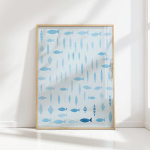 oceanic fish pattern art print for modern decor