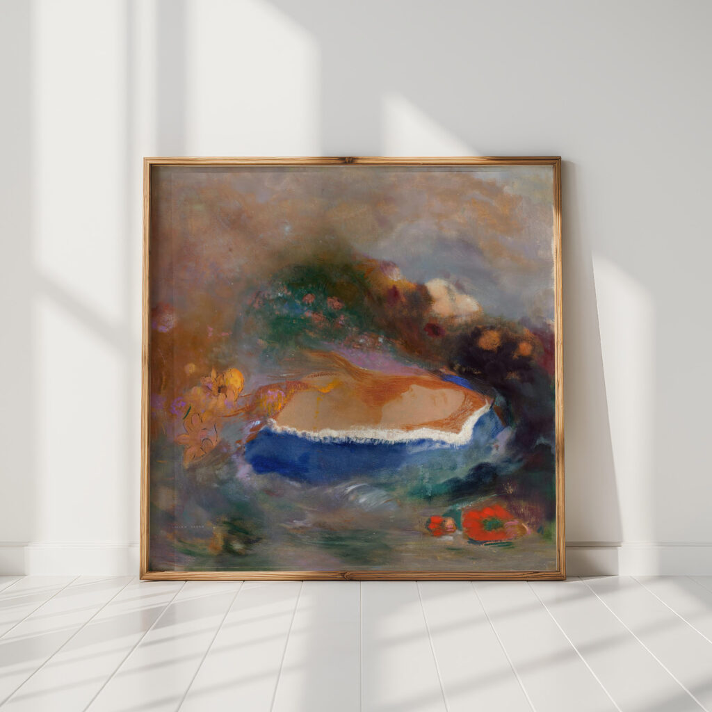 ophelia with a blue wimple in the water 1900 1905 odilon redon high quality print