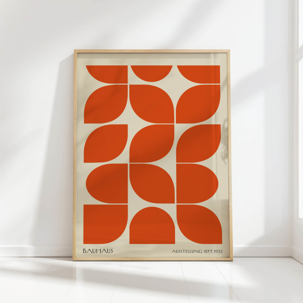 orange bauhaus exhibition geometric art print