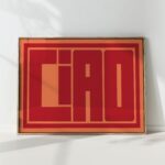 orange ciao typography print modern geometric poster