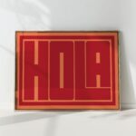 orange hola typography print modern geometric poster