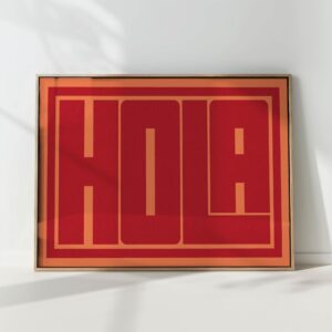 orange hola typography print modern geometric poster