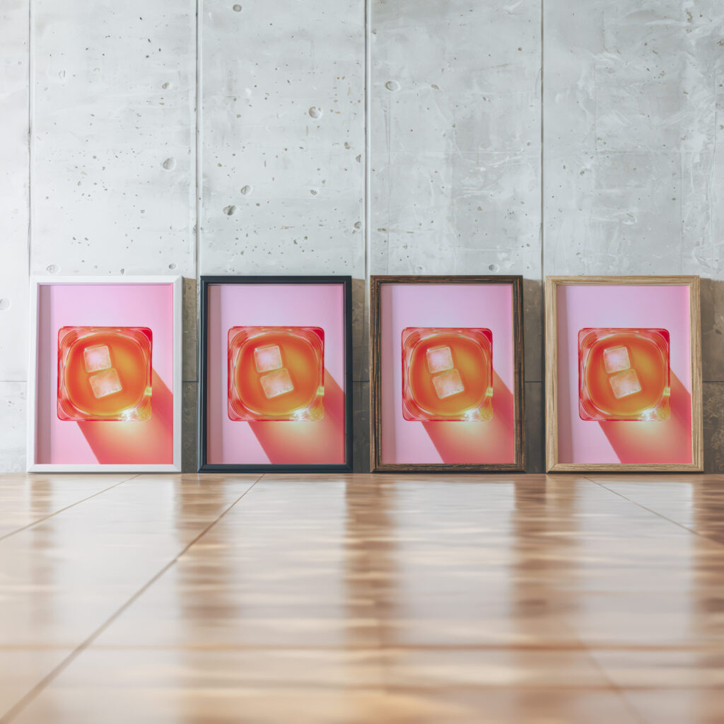 orange juice 3x4 300ppi framed posters mockup