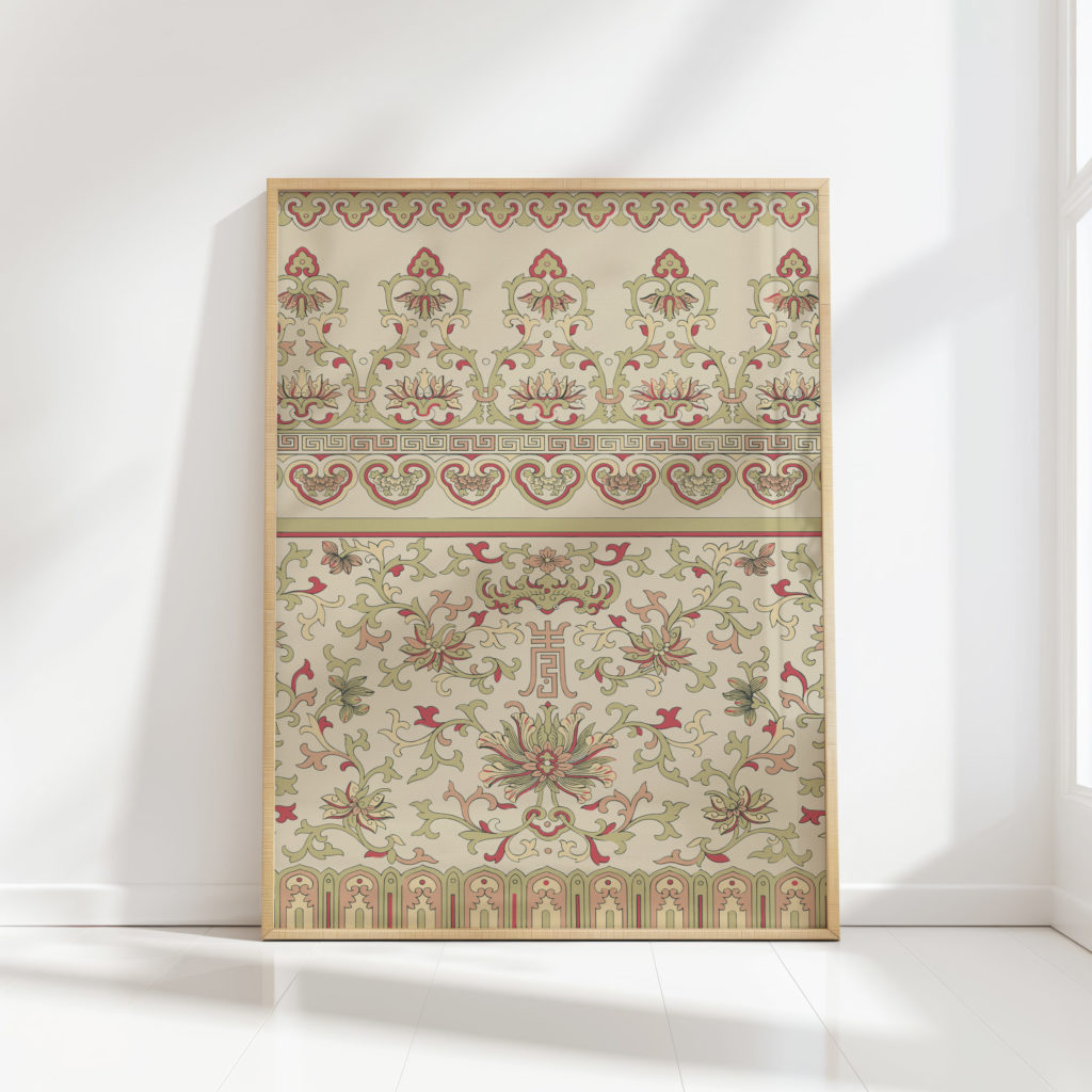 ornate floral and foliage art print for home decor