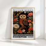 owl william morris print floral poster