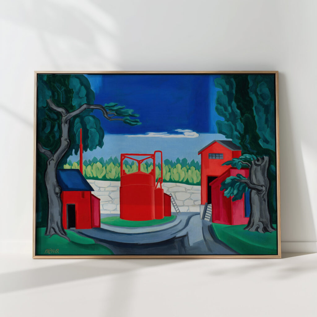 pagoda red tank west quincy 1927 oscar bluemner high quality print