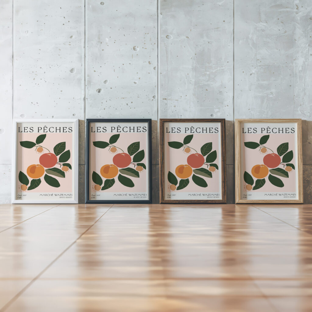 peach 3x4 framed posters mockup