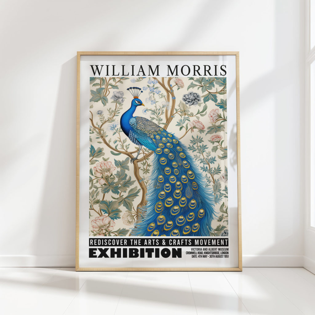 peacock william morris print floral poster