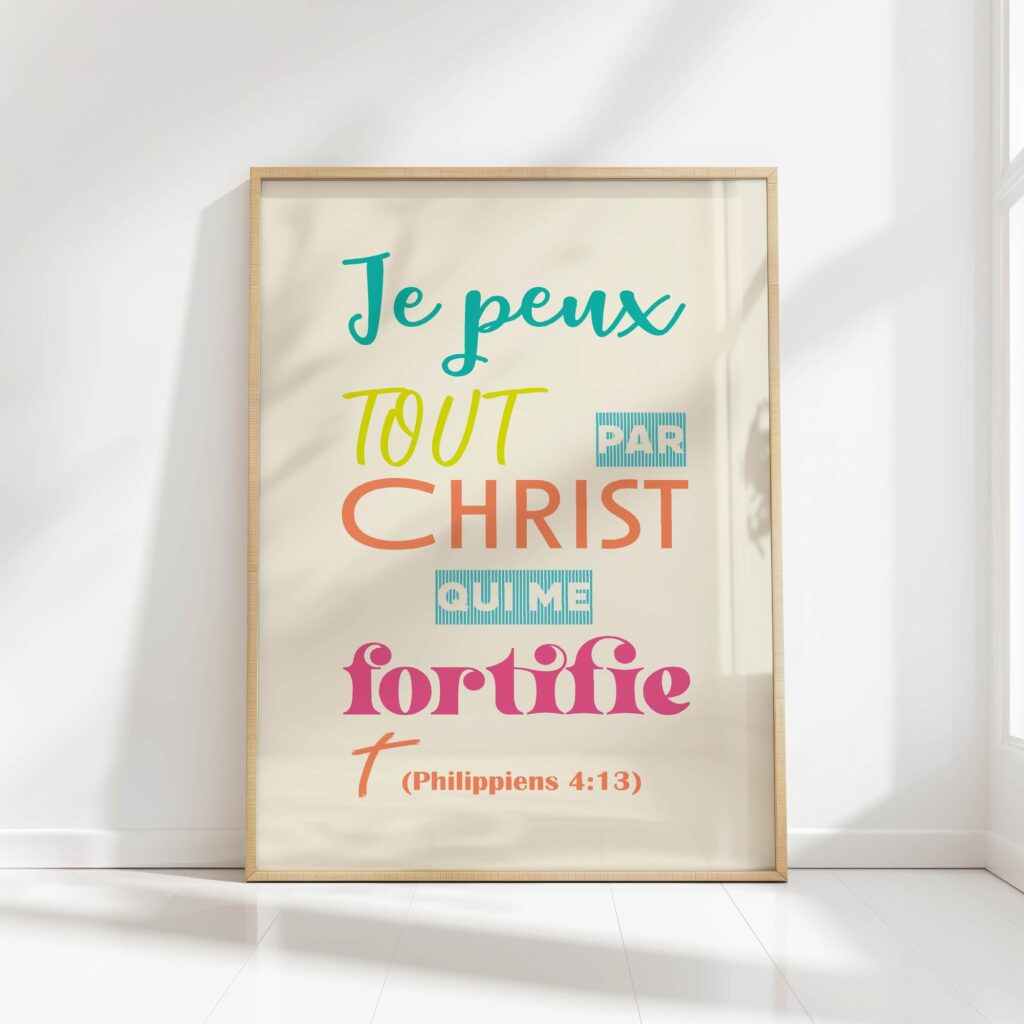 philippians 413 french bible christian affirmation print