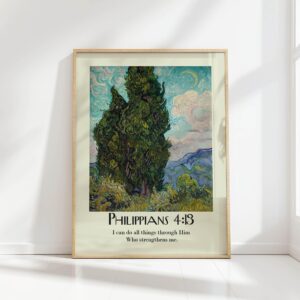 philippians 413 inspirational tree art print