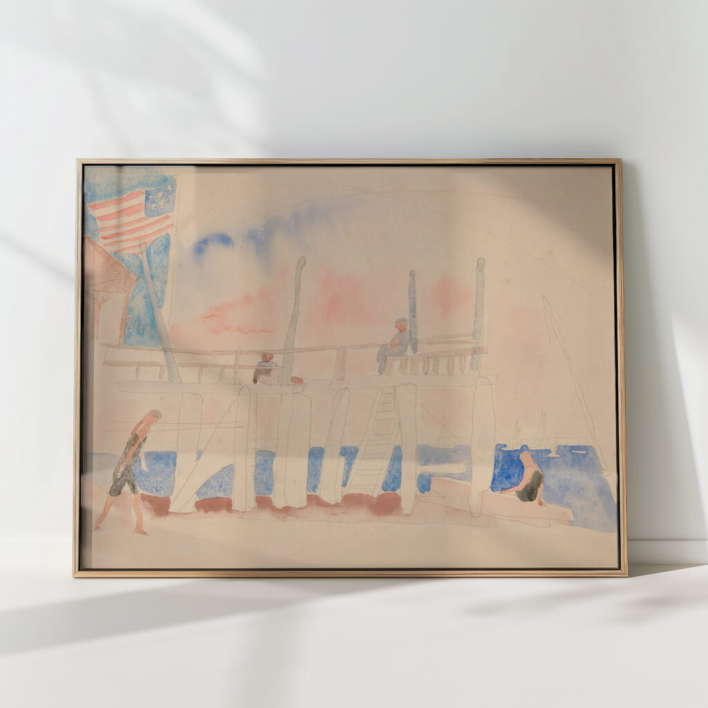 pier with four figures ca 1916 17 charles demuth high quality print