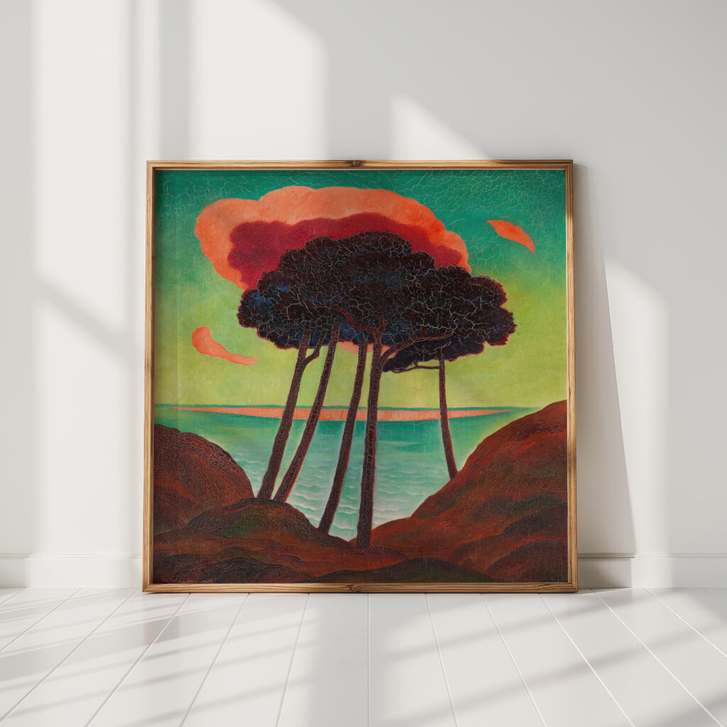 pine trees with red cloud 1909 gustav wunderwald high quality print