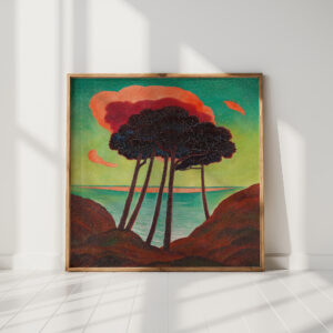 pine trees with red cloud 1909 gustav wunderwald high quality print