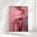 pink cowgirl print preppy wall art