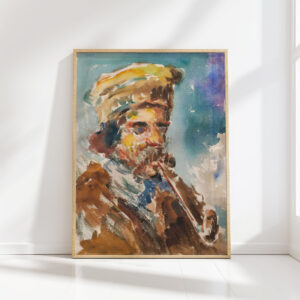 pipe smoking peasant 1919 emil von gerliczy high quality print