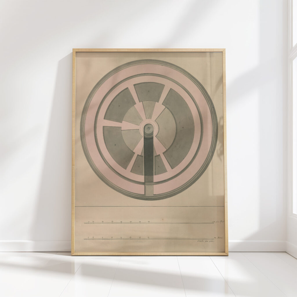 plan of a round building the pinacotheca for schematic painting david humbert de superville high quality print
