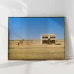 prada marfa desert fashion store with horse art print