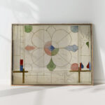 project of stained glass panel with quadrilobe decor prosper lafaye high quality print