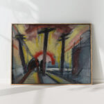 railroad tracks cityscape with sun 1927 oscar bluemner high quality print