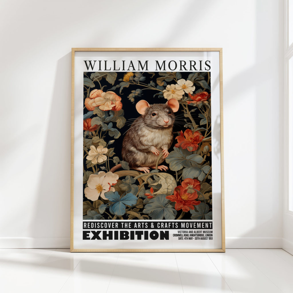 rat william morris print floral poster