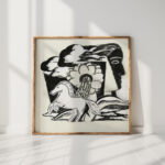 rearing horse flower and head sketch 1930 leo gestel high quality print