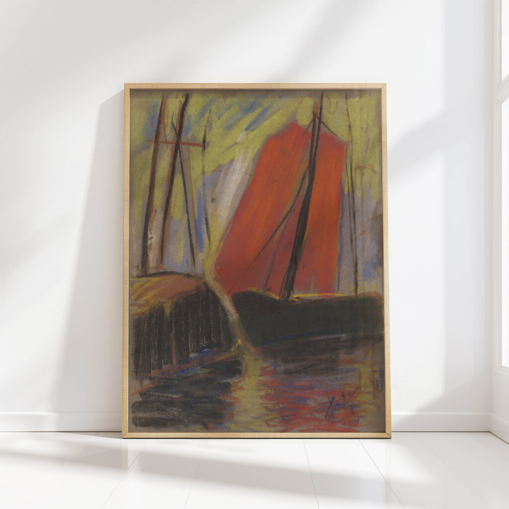 red yacht 1925 zolo palugyay high quality print
