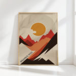 Retro Sun & Mountain Art Print – Bauhaus Inspired - wallartK