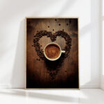 romantic coffee love heart art print for wall decor