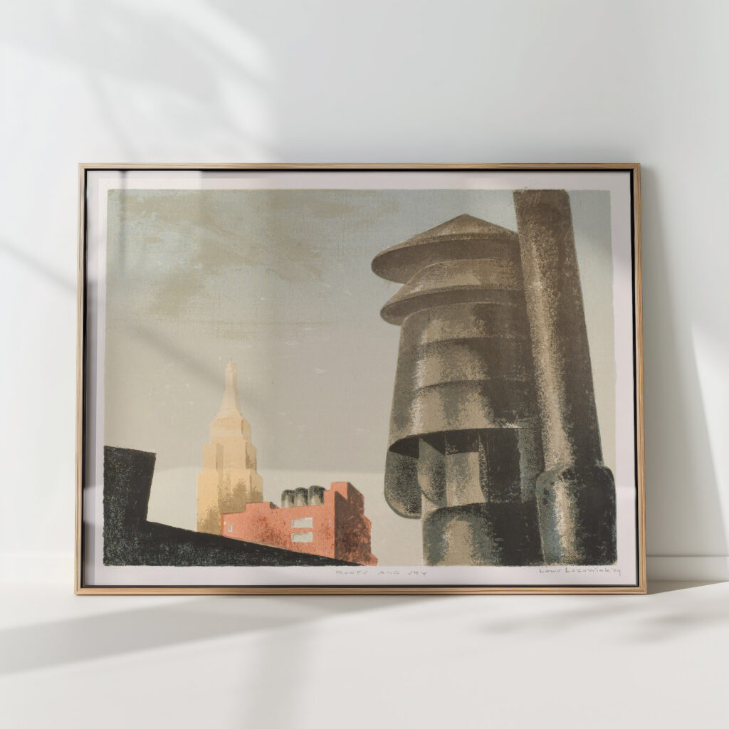 roof and sky 1939 louis lozowick high quality print