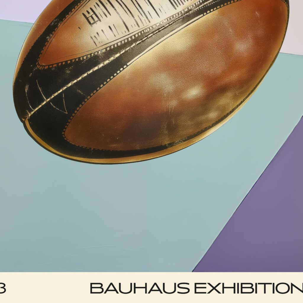 rugby ball mid century print geometric design 4