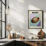 rugby ball mid century print geometric design 5