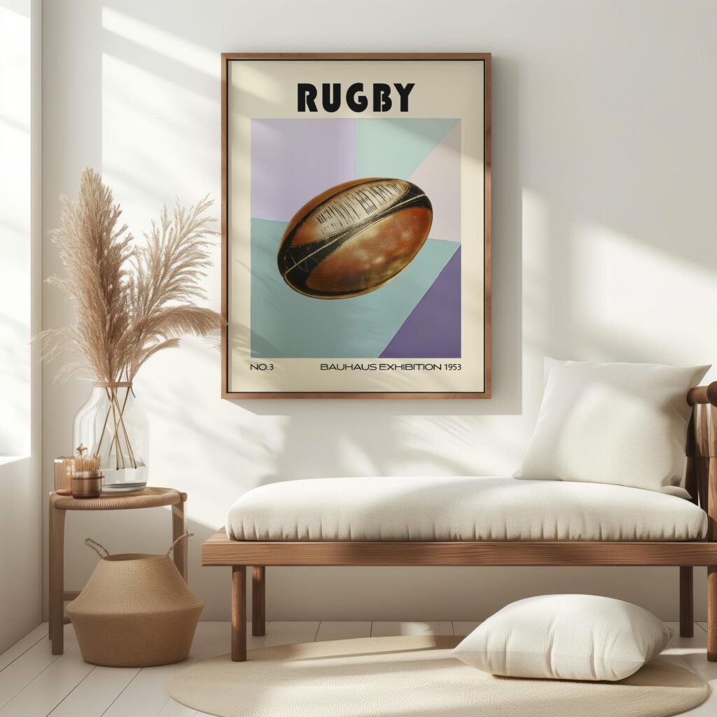 rugby ball mid century print geometric design 6