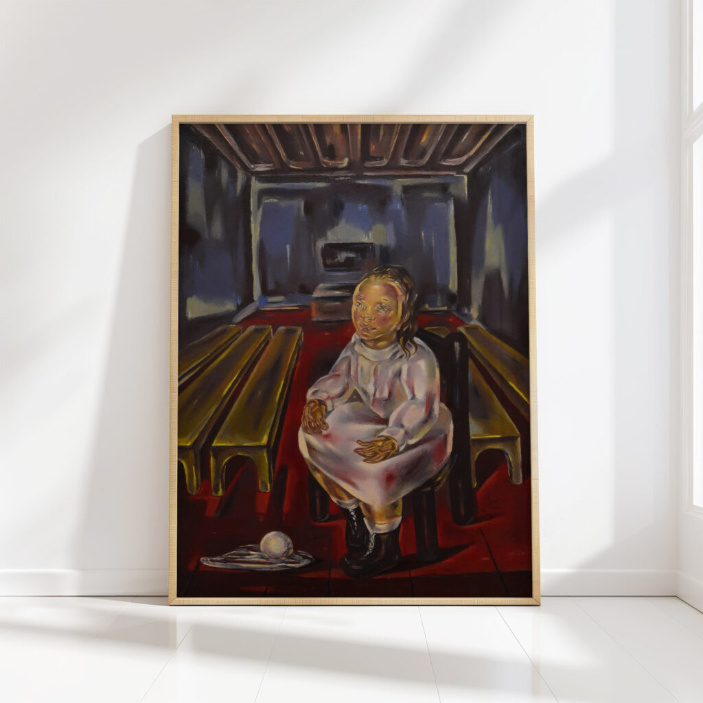seated girl in the hall with benches 1925 maria blanchard high quality print