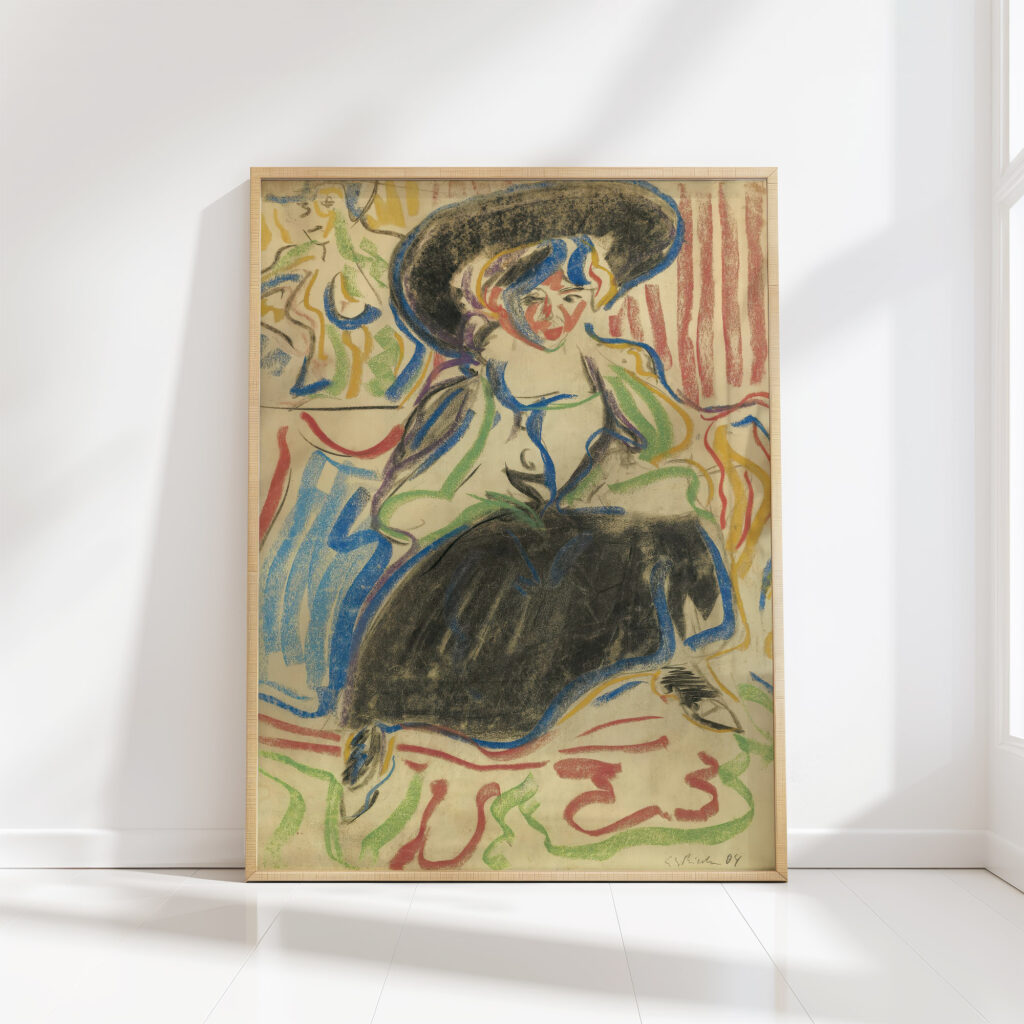 seated girl with a hat sitzendes madchen mit hut 1904 ernst ludwig kirchner high quality print